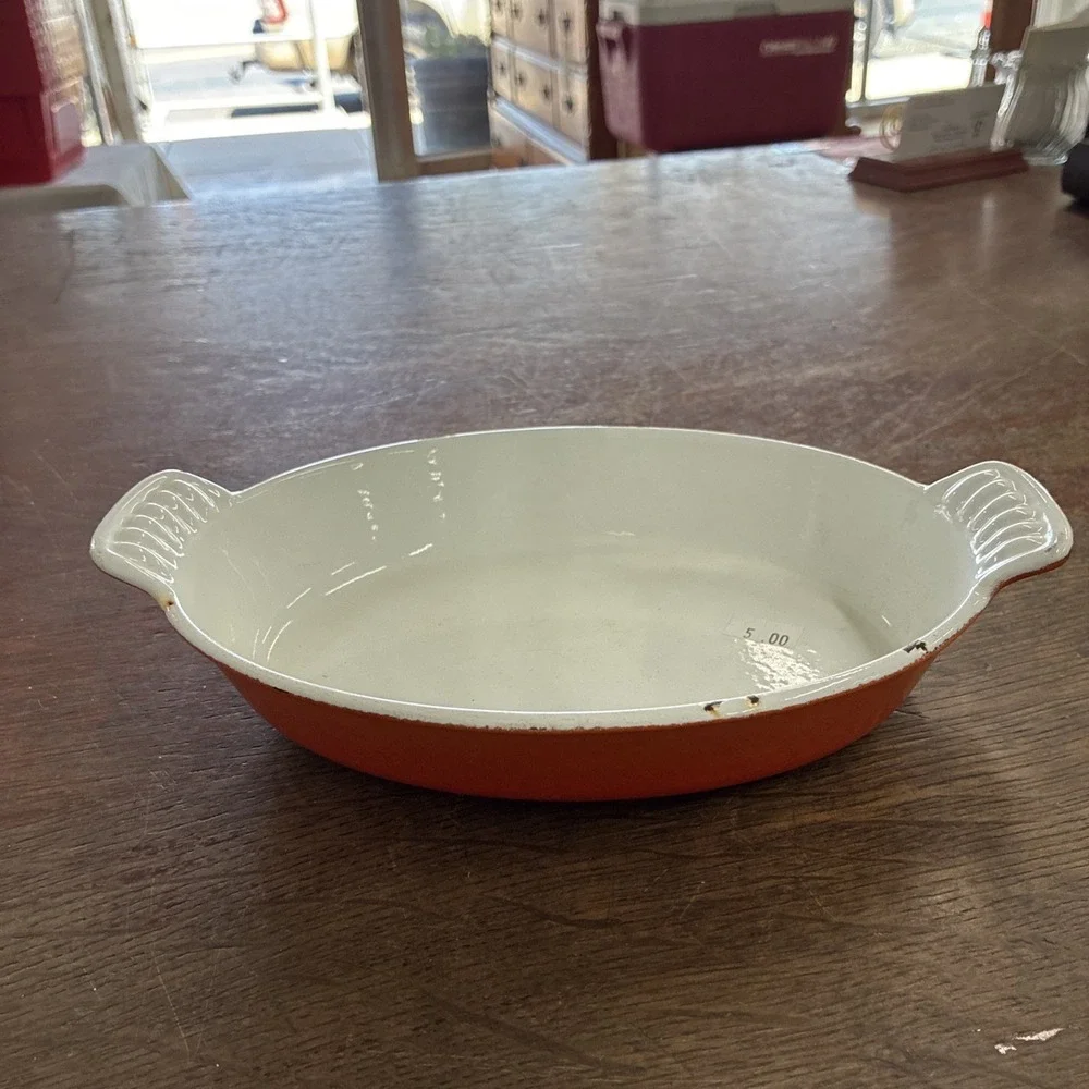 Small Orange Cast Iron Casserole Dish Made In France No 20 9.5X6X2 With Ears
